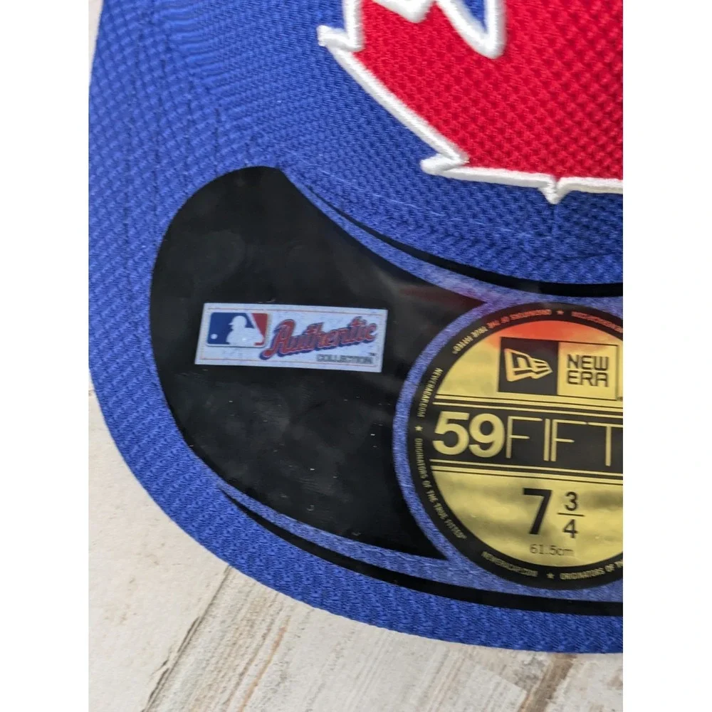 New Toronto Blue‎ Jays New Era Leaf Logo Fitted On Field 59FIFTY Hat  Size 7 3/4